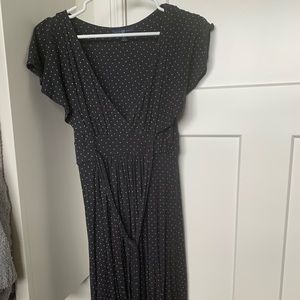 Gap polka dot v neck black dress